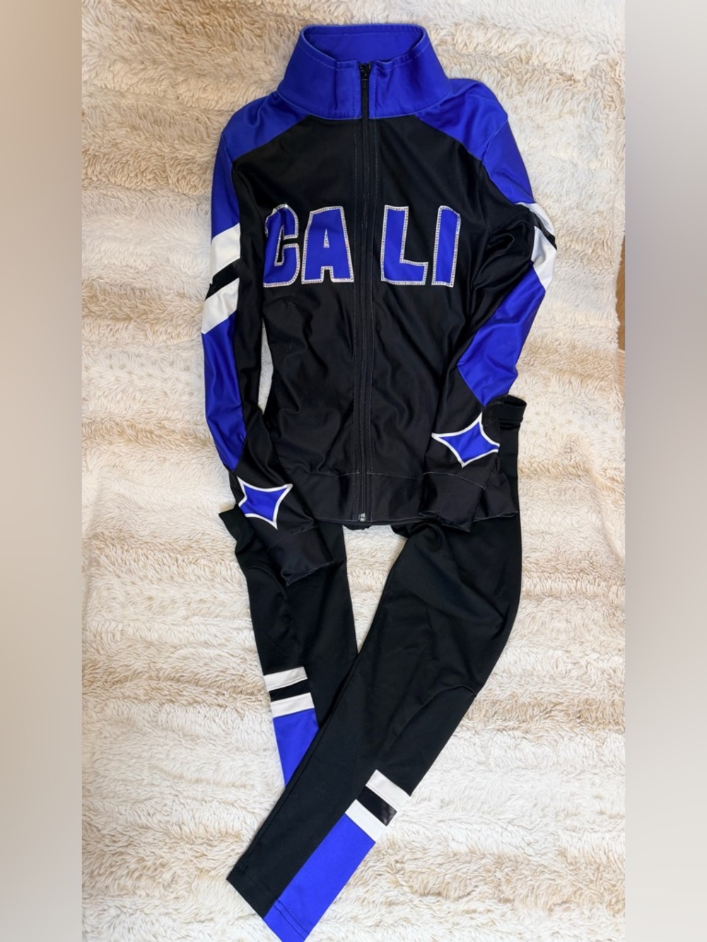 CALI All Stars Black & Royal Blue Athletic Jacket and Leggings Set